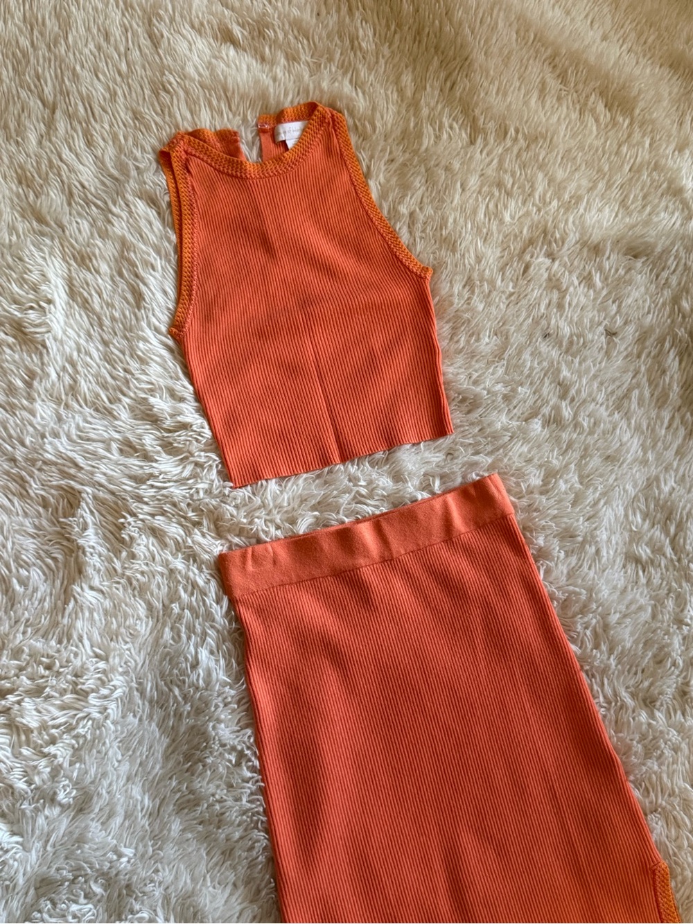 House of Harlow 1960 Orange Ribbed Knit Skirt Set